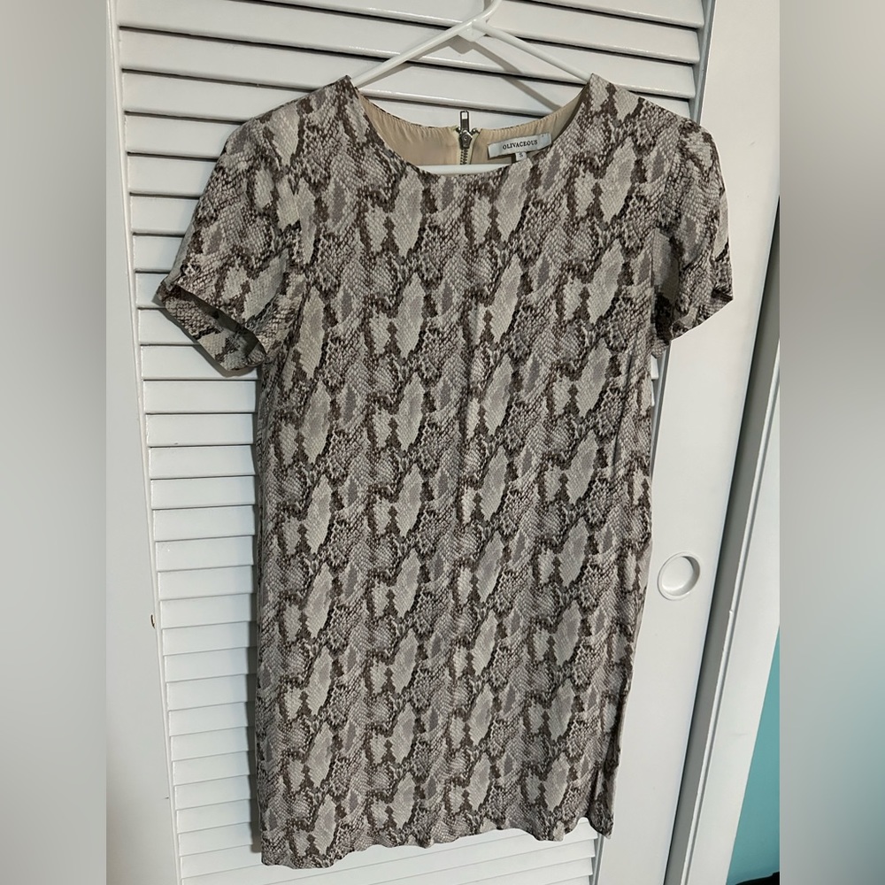 Olivaceous snakeskin dress size S